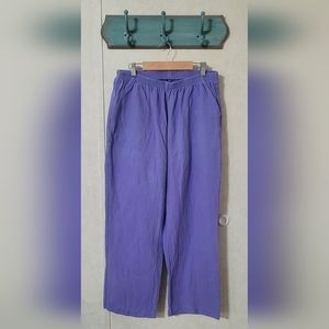 Vintage 100% cotton purple pull on pants women colorful dopamine dressing - 16P